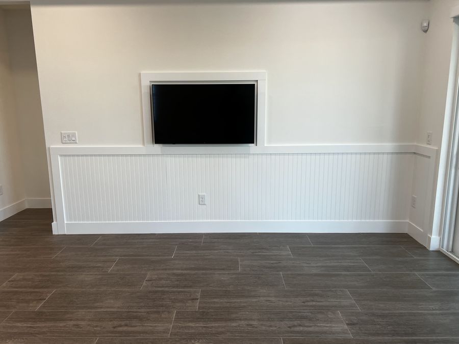 Finished interior wainscoting and wall detail